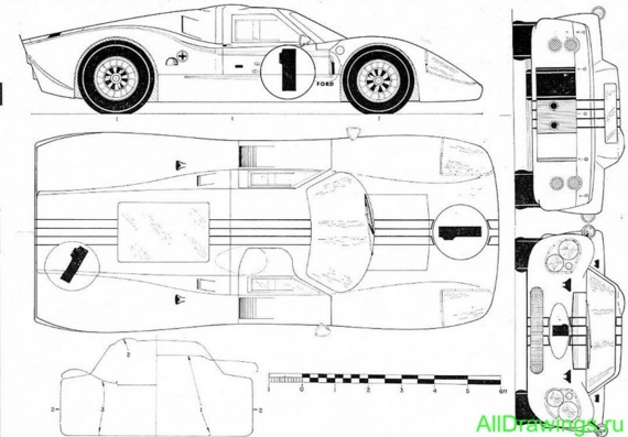 Ford GT40 MK.IV (Форд ГТ40 МК.ИВ) - чертежи (рисунки) автомобиля